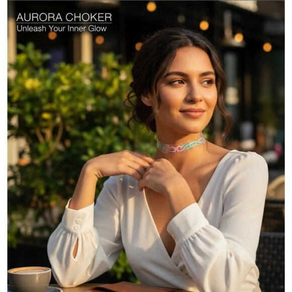 Dolls Kill ✦ Aurora Gradient Flame Choker ✦ Clear Vinyl Adjustable Snap NWT - Picture 1 of 7
